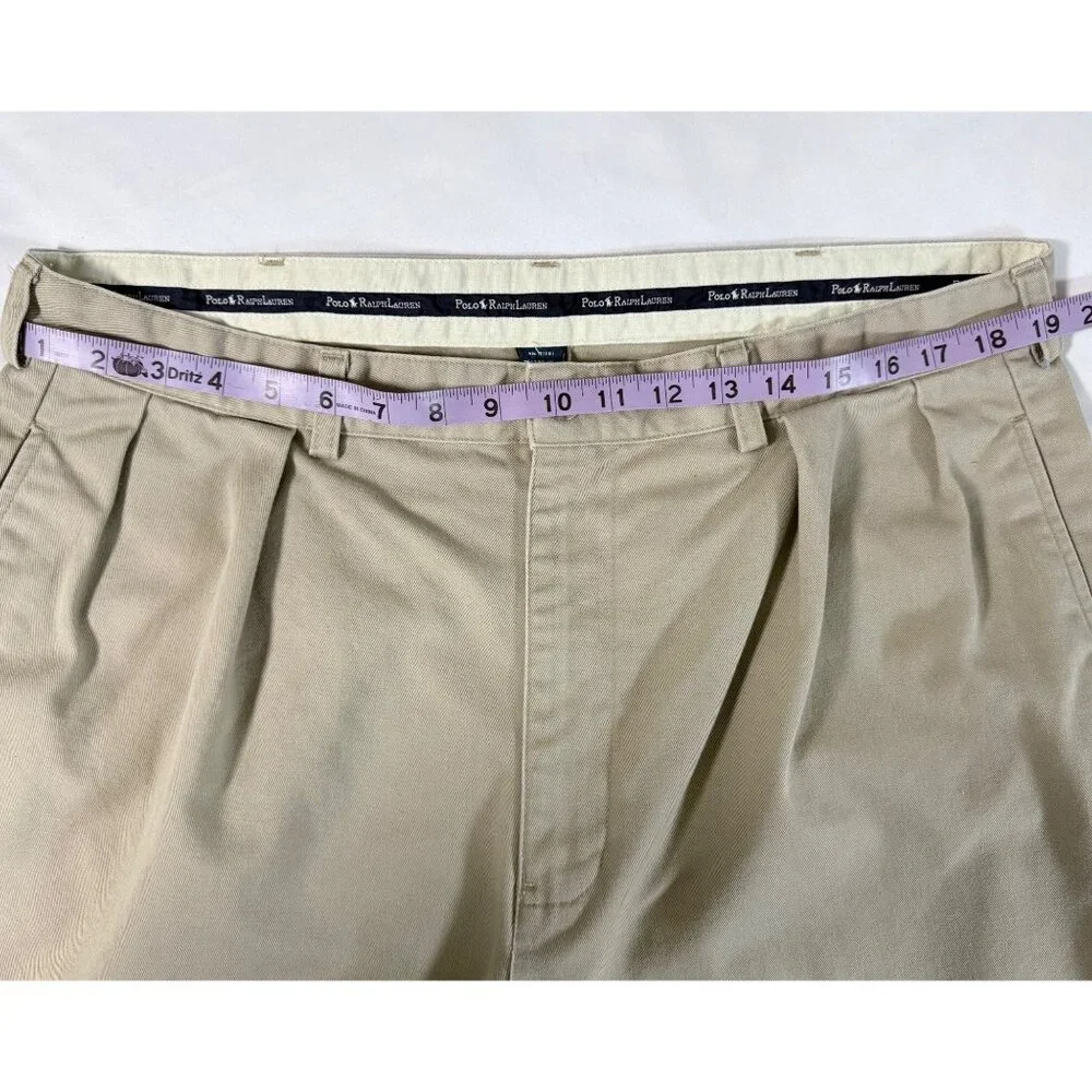 Polo Ralph Lauren Pleated Chino Pants Men‎ 38x32 Khaki Cotton Dress Casual